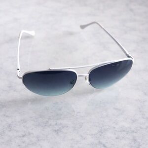 Boutique White Aviator Sunglasses Blue Gradient Lenses